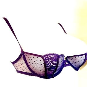 New Vintage Stunning Rare Dior Underwire Demi Lace Bra In Purple 34C